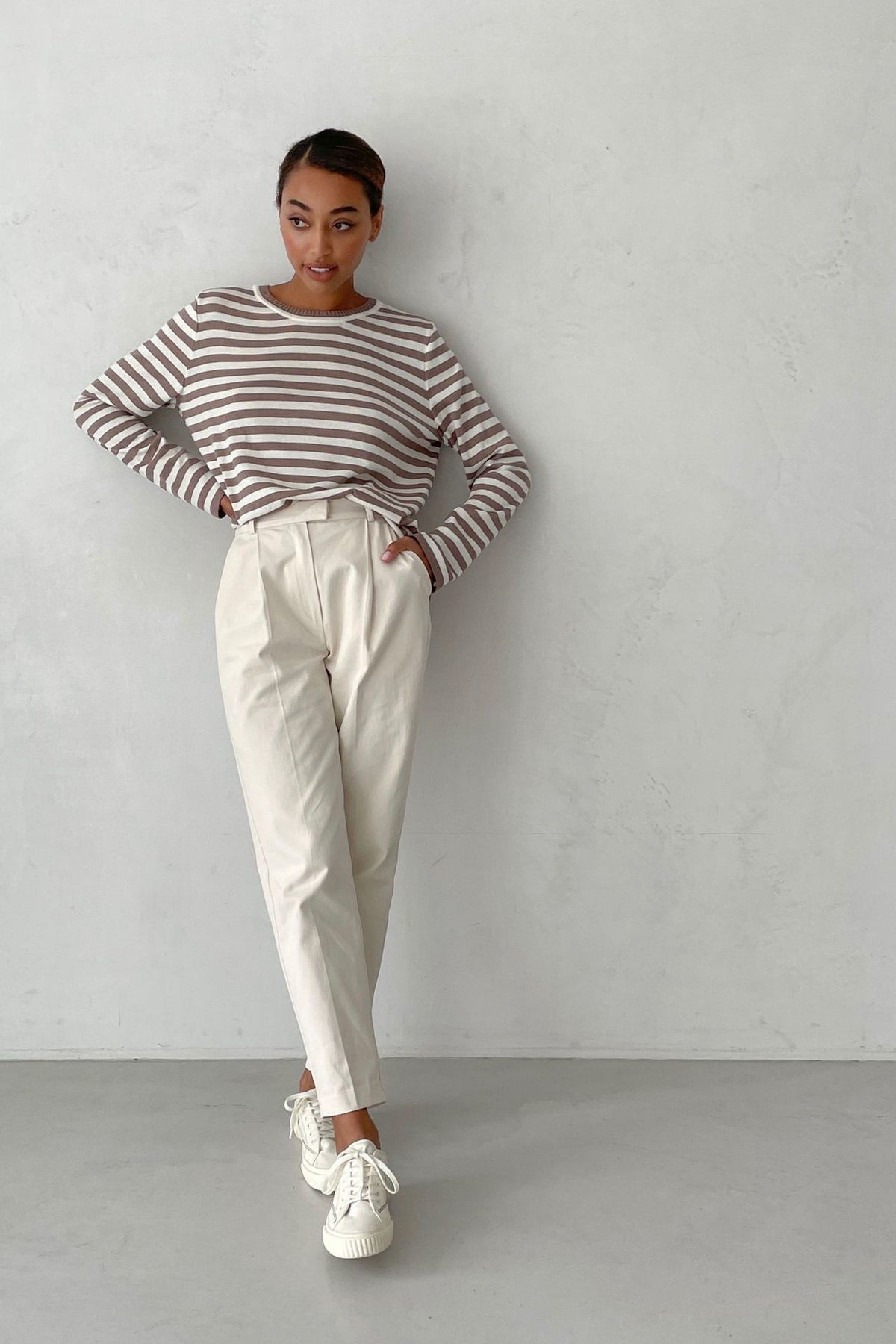 Women's Striped Crew Neck Knit Pullover Sweater
