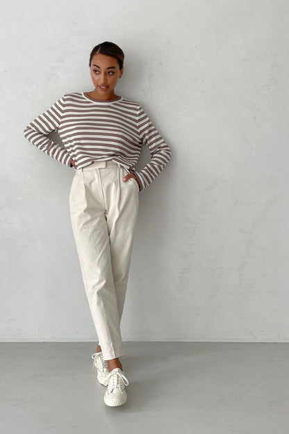Women's Striped Crew Neck Knit Pullover Sweater