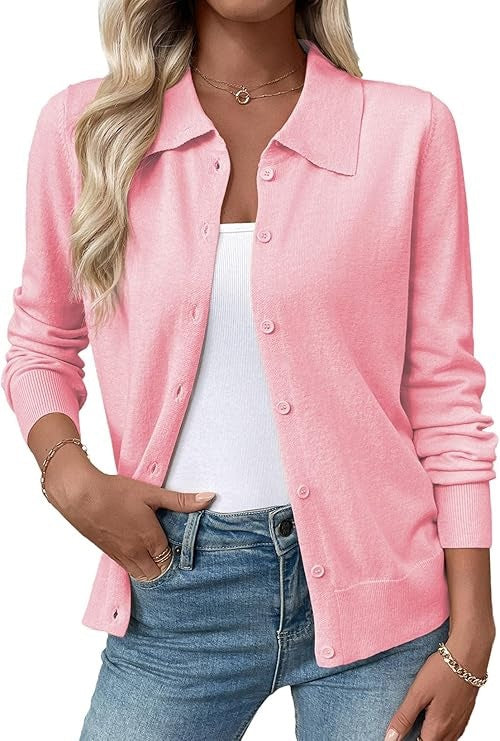 Women's Collared Button Down Fitted Knit Cardigan