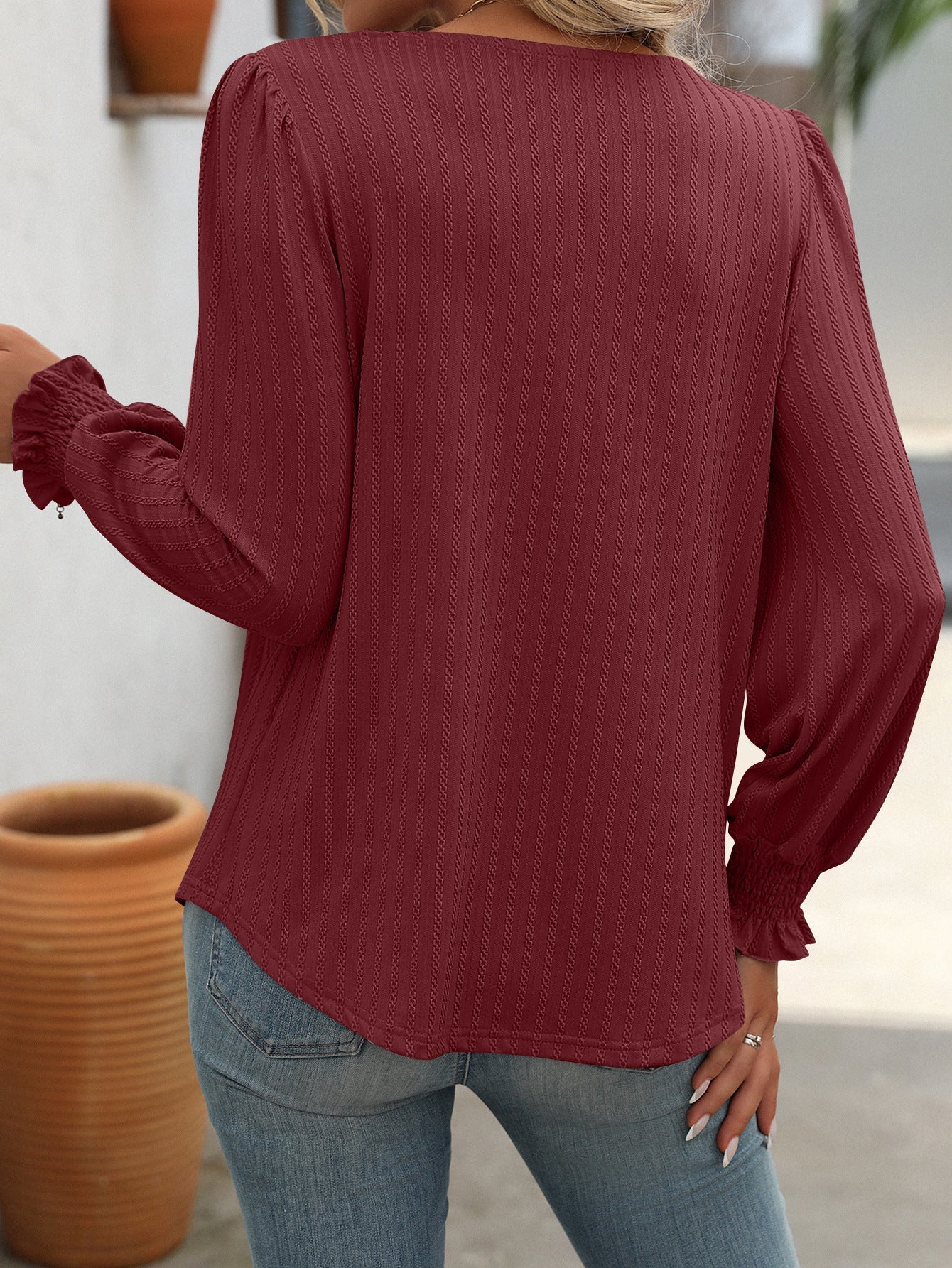 Square Neck Long Sleeve T-Shirt for Women
