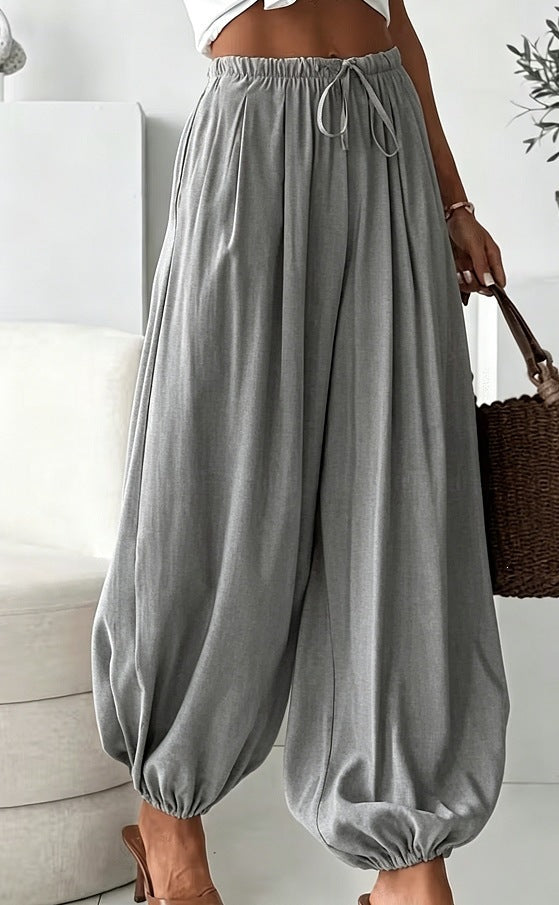 Women's Boho Drawstring Elastic Waist Harem Pants