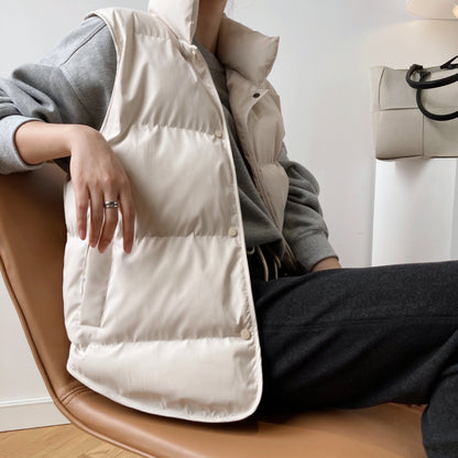 Women's Oversized Cropped Puffer Vest Stand Collar