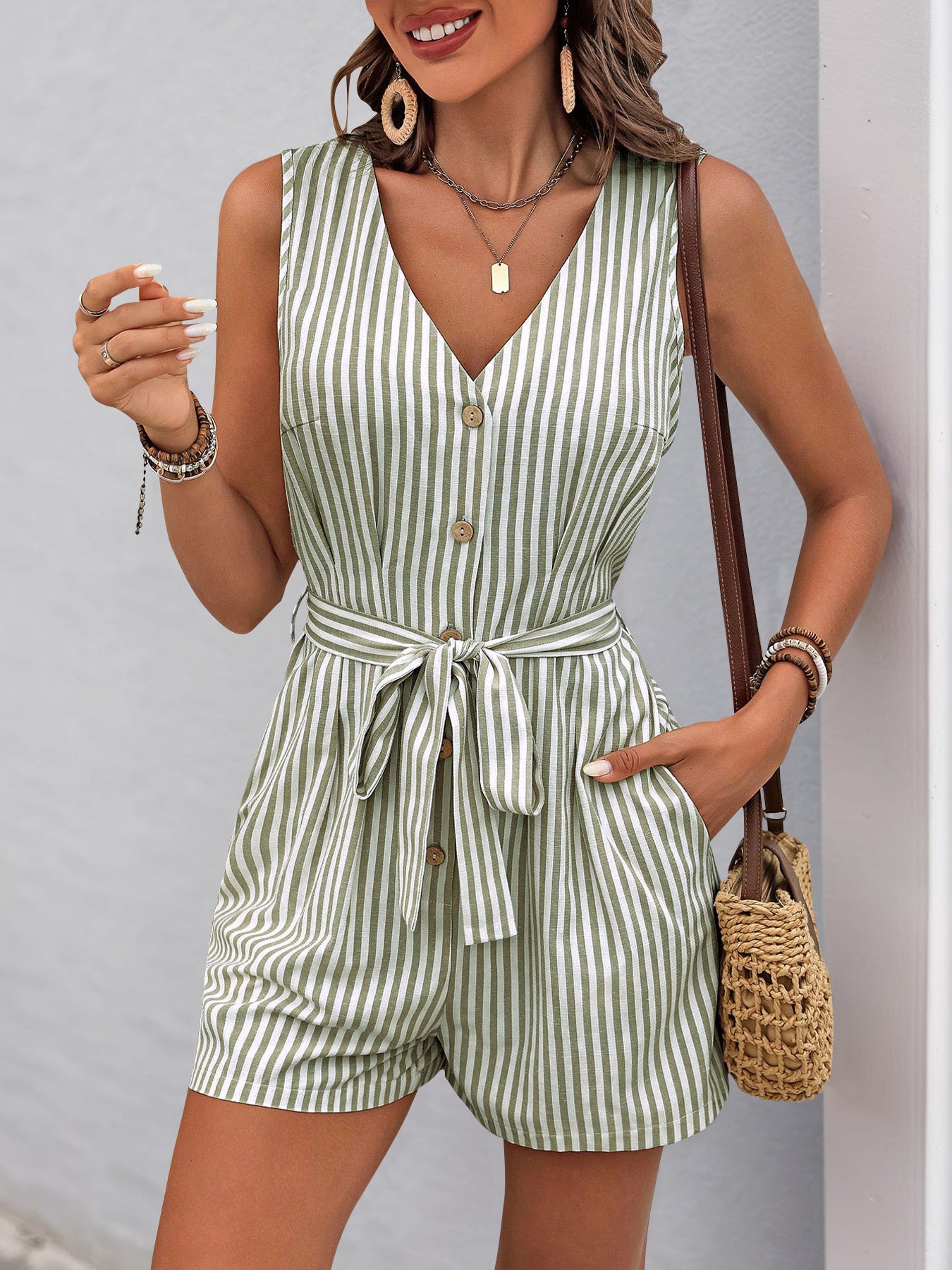 Solid Ribbed Knit Top V Neck Short Sleeve Casual Tee