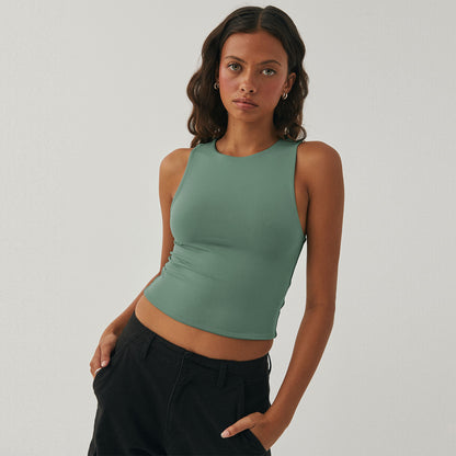 Sexy Exposed Navel Sleeveless Crew Neck Vest