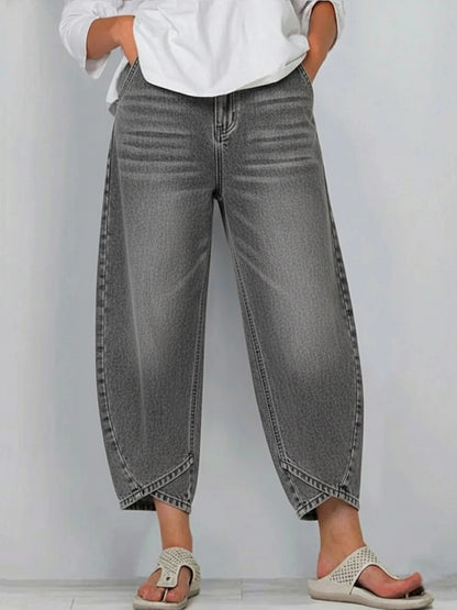 Women's Wide Leg Baggy Cropped Jeans Denim Pants