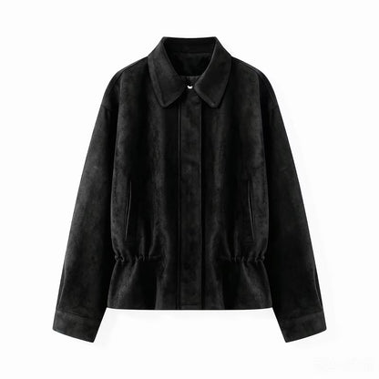 Women's Vintage Suede Zip-Up Jacket Casual
