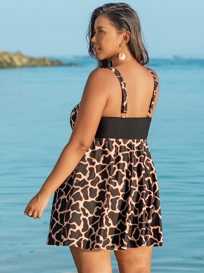 Plus Size Cross-back Tankini Swimsuit Women’s Dress Style Swimwear