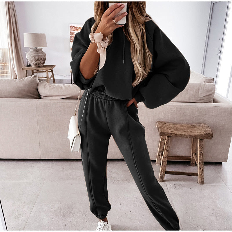 Women's Oversized Fleece Hoodie Jogger Pants Set
