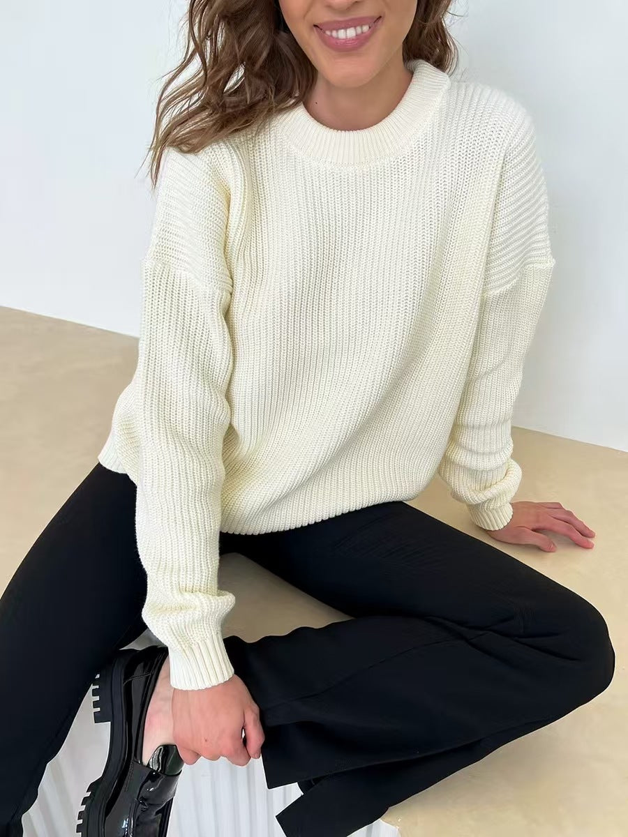 Women's Oversized Chunky Knit Crew Neck Pullover Sweater