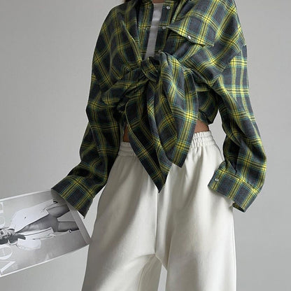 Women's Oversized Plaid Long Sleeve Button Down Shirt