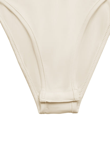 Satin Ruched V Neck Bodysuit Long Sleeve Rhinestone Trim