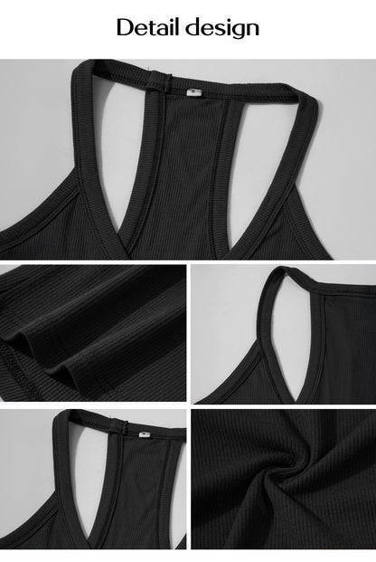 Y2K Ribbed Knit Fitted Spaghetti Strap Tank Top