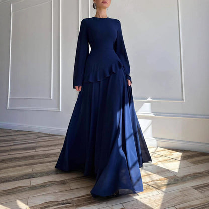 Elegant Bell Sleeve Ruffle Bodycon Maxi Dress