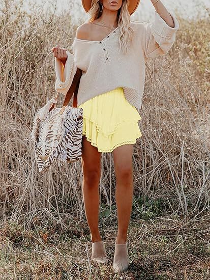 Women’s High Waist Tiered Ruffle Mini Skirt