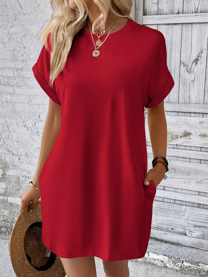 Women’s Relaxed Fit Cotton Pocket T-Shirt Dress Summer