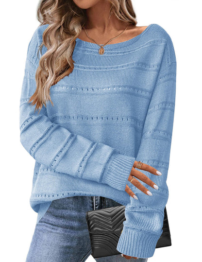 Women's Oversized Drop Shoulder Crochet Sweater