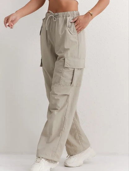 Women's High Waisted Cargo Pants Wide Leg Quick Dry Pockets