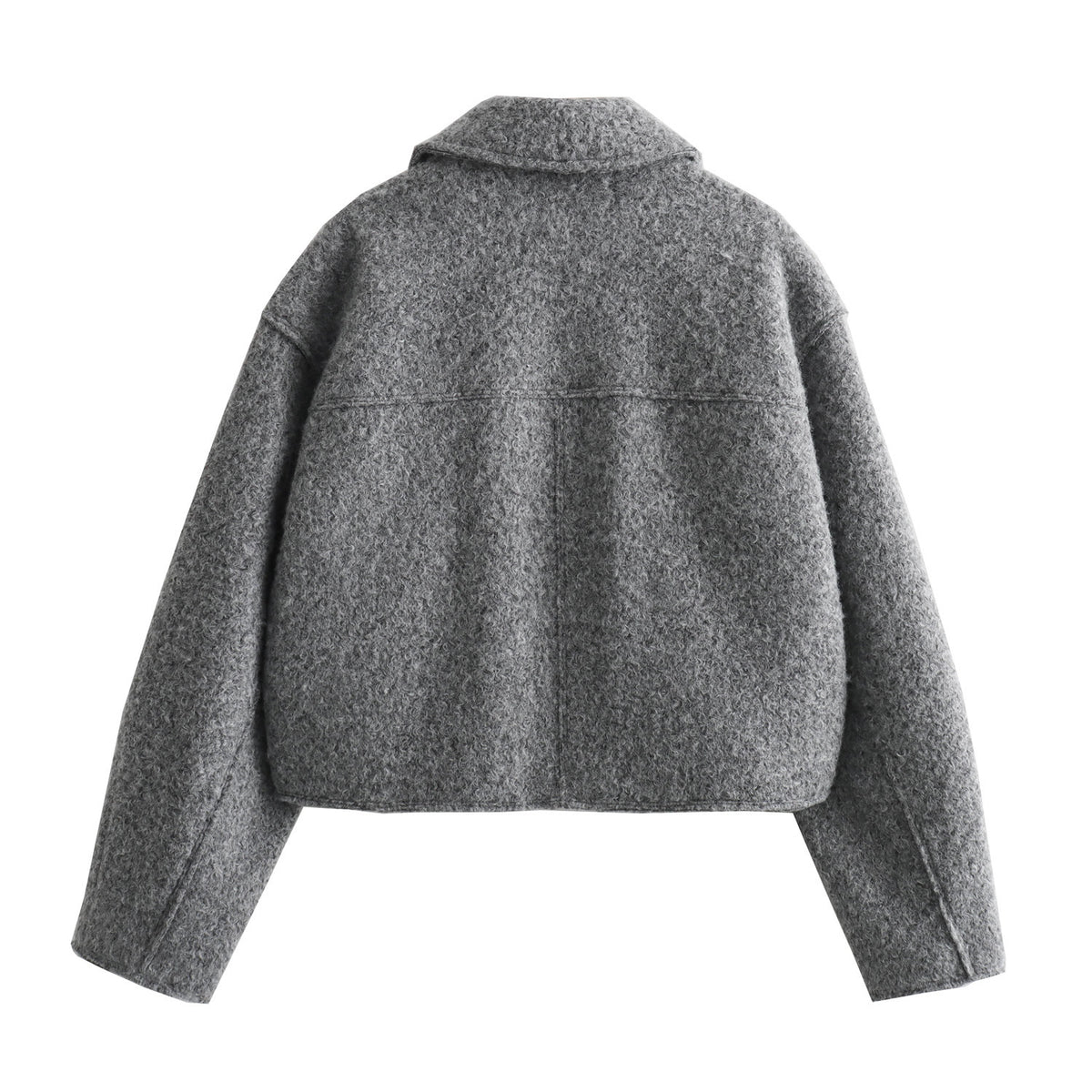 Women's Cropped Boucle Zip Jacket Collar Pocket