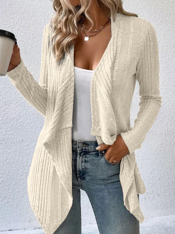 Women's Ribbed Open Front Cardigan Long Sleeve Knit Sweater
