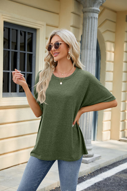 Loose Fit Crew Neck Short Sleeve Casual Basic Tee