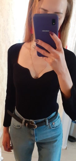 Women's Off Shoulder Ribbed Knit Fitted Sweater Top