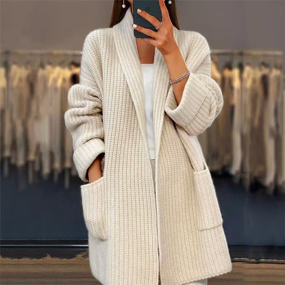 Women's Chunky Knit Oversized Long Cardigan with Pockets