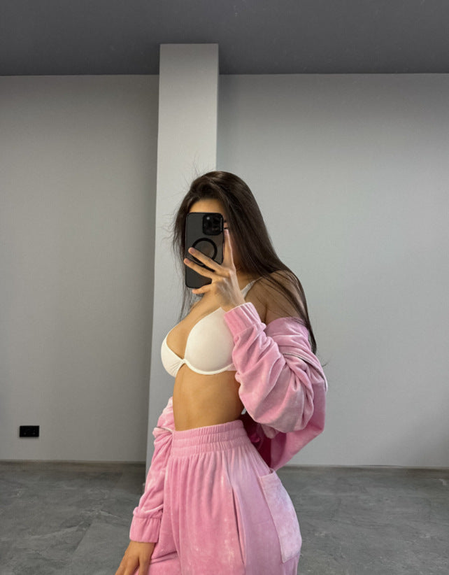 Women's Velour Tracksuit 2 Piece Lounge Pants Set