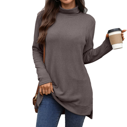 Women's Oversized Turtleneck Long Sleeve Tunic Side Slit