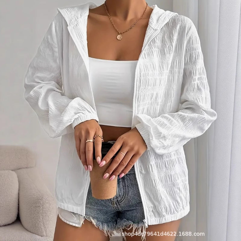 Women's Lightweight Zip Up Hooded Jacket Casual Oversized