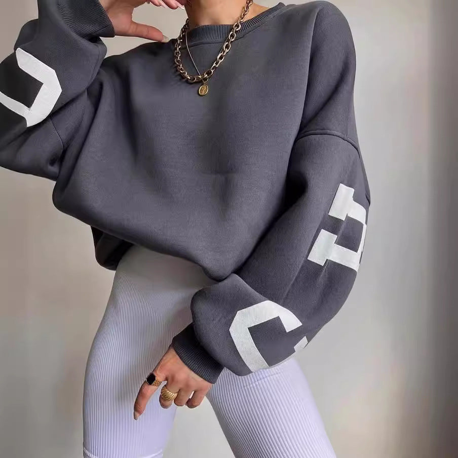 Women's Oversized Graphic Fleece Crewneck Sweatshirt