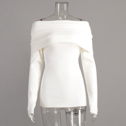 Off The Shoulder Sweater Women Fitted Long Sleeve
