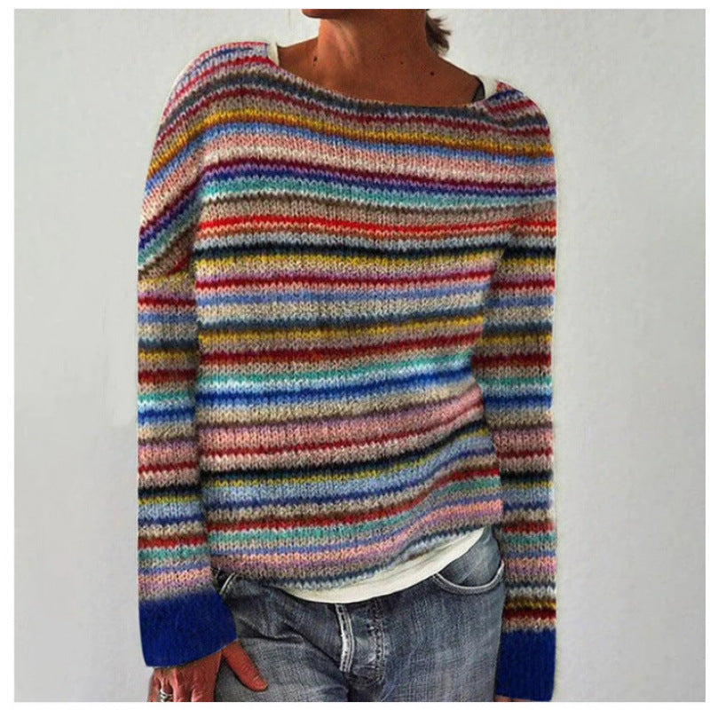 Women's Fair Isle Crewneck Knit Sweater Pullover