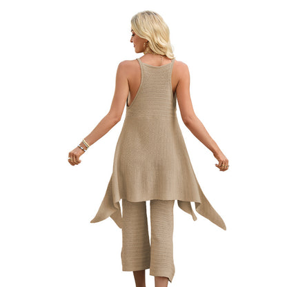 European American Knit Sleeveless Top & Pants Set