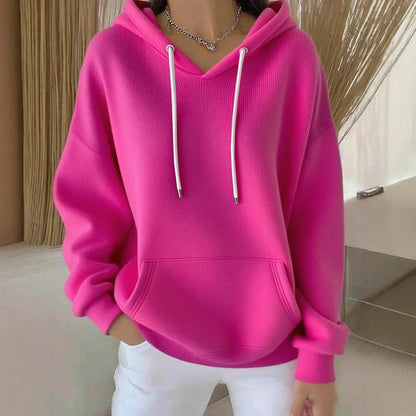 Women's Solid Drawstring Hoodie Long Sleeve Pullover