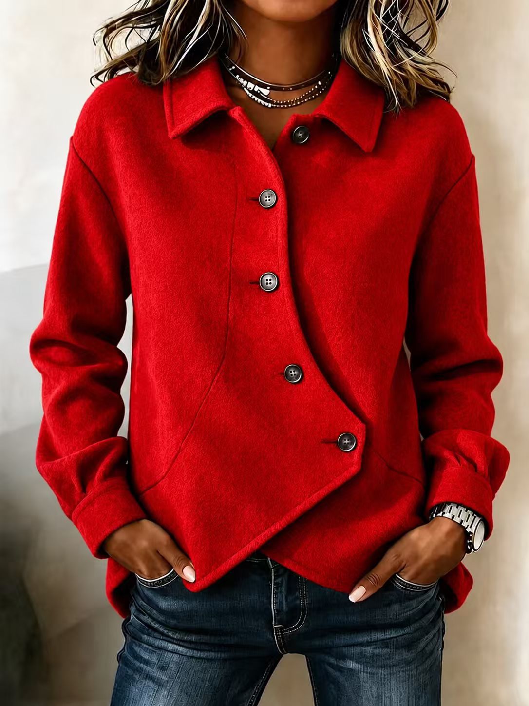 Women's Asymmetrical Button Front Shacket