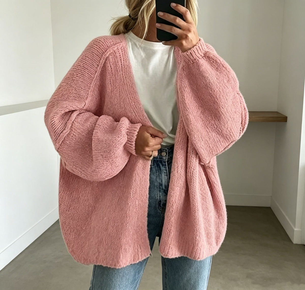 Women's Oversized Chunky Knit Open Front Cardigan