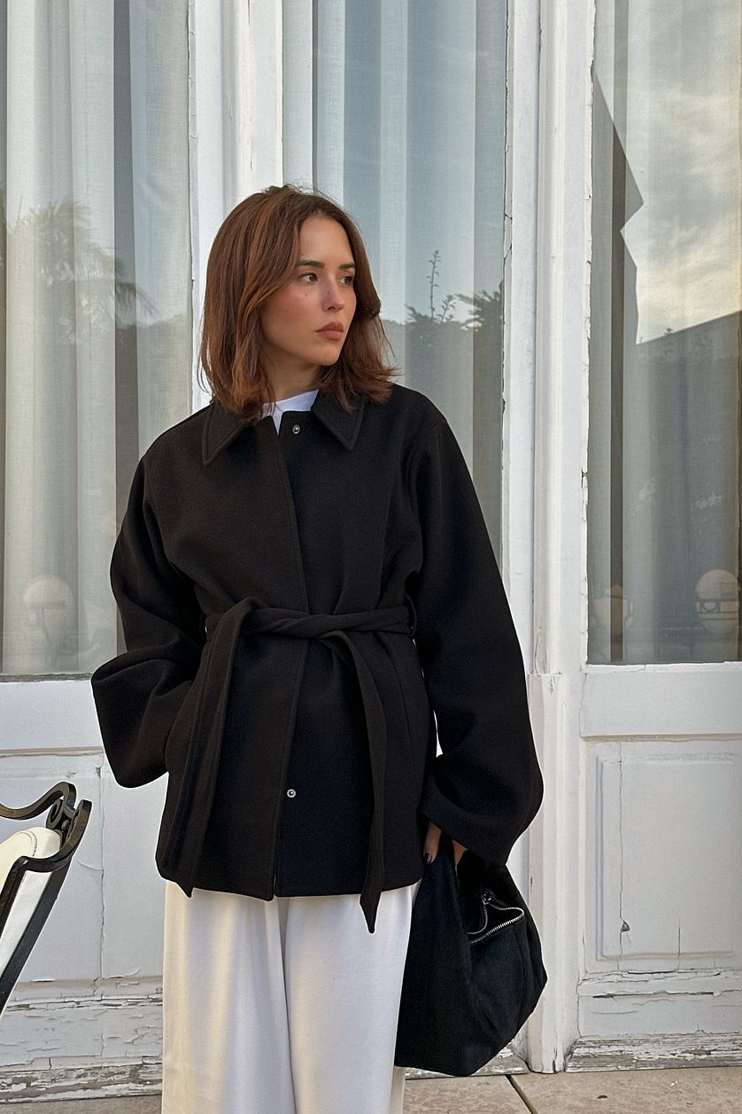 Women's Oversized Belted Lapel Coat Winter
