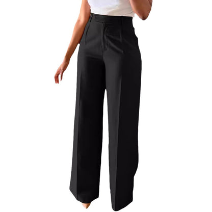 Women's High Waisted Pleated Straight Leg Dress Pants
