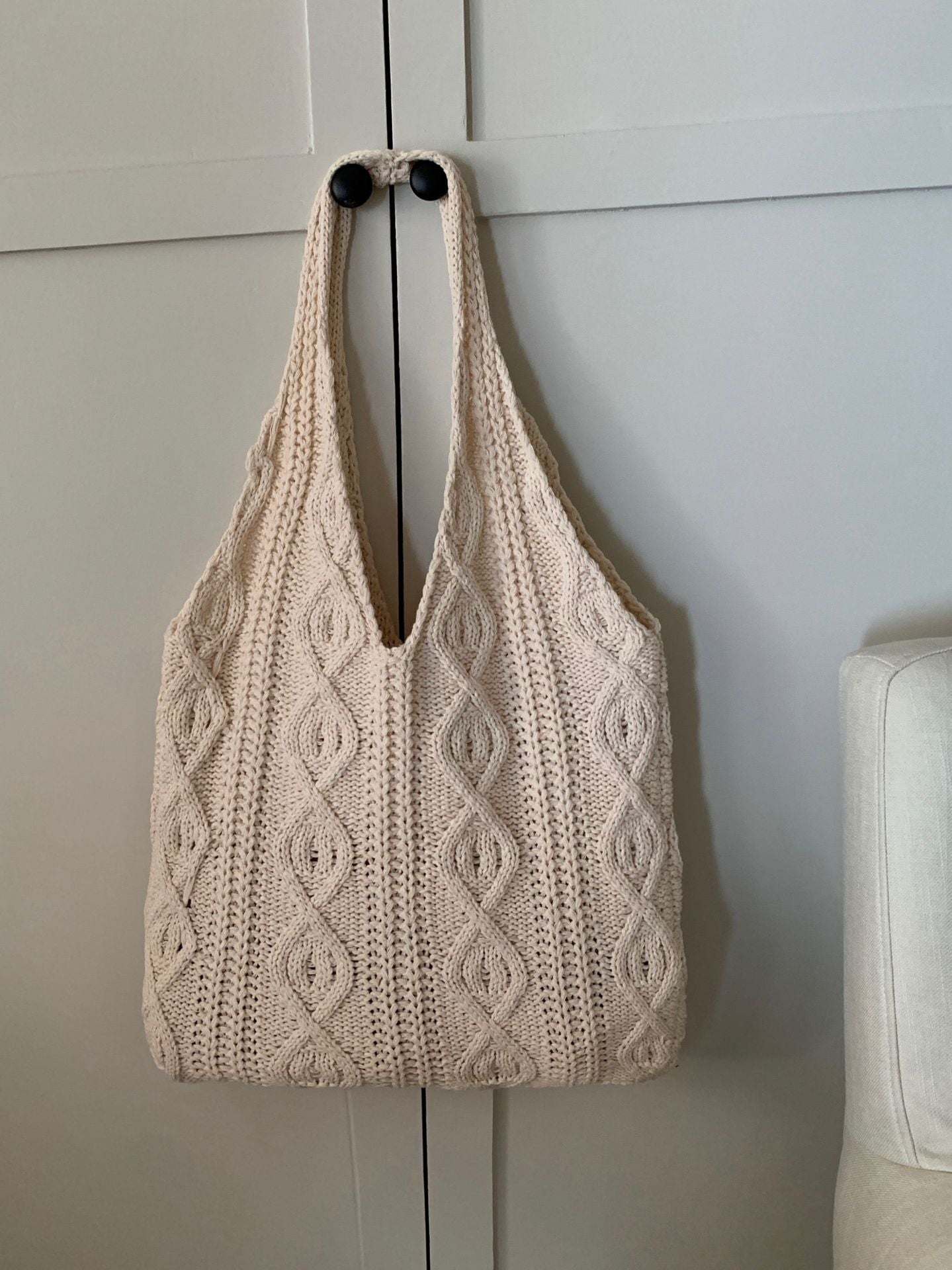 Large Tote Aesthetic Shoulder Hippie Knit Bag