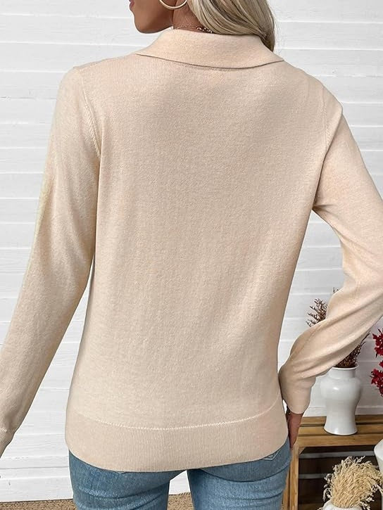 Women's Collared Button Down Fitted Knit Cardigan
