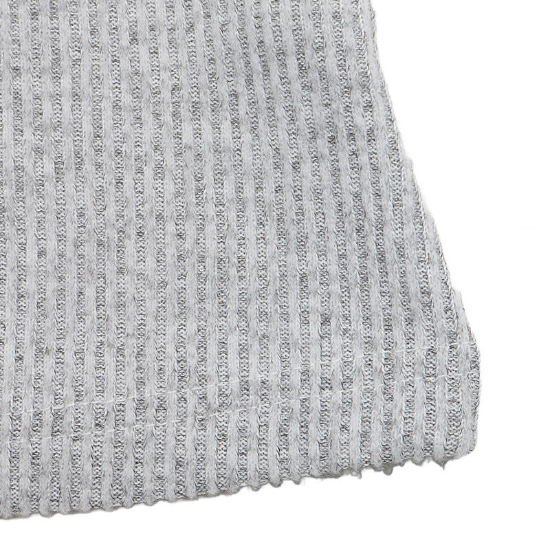 Ribbed Lace Trim Henley Long Sleeve Fitted Top