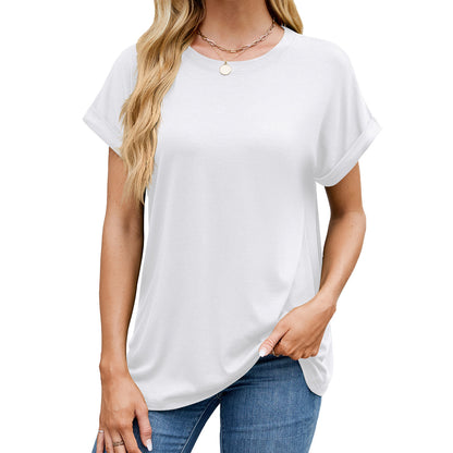 Solid Knit T Shirt Loose Fit Casual Custom Top