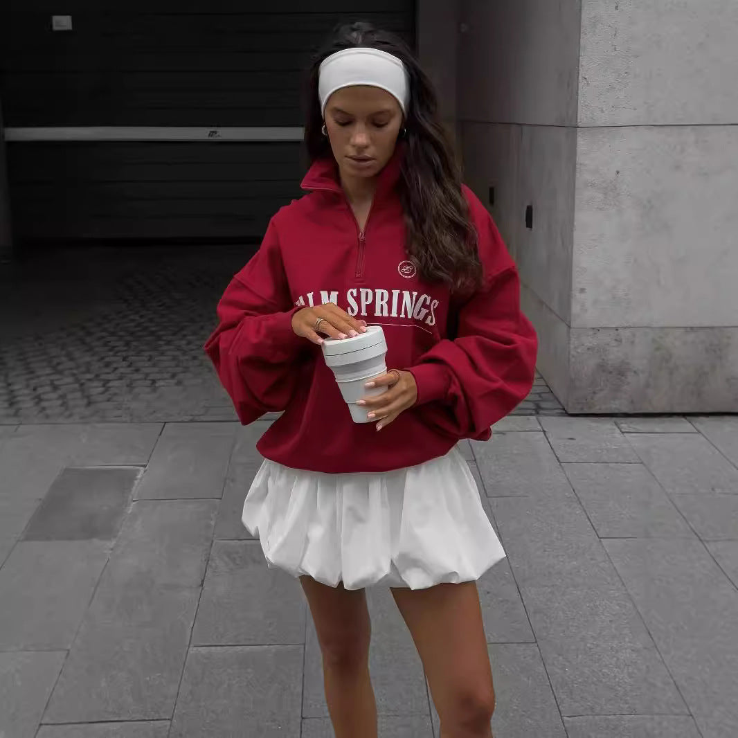 Women's Oversized Quarter Zip Graphic Sweatshirt