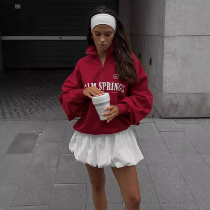 Women's Oversized Quarter Zip Graphic Sweatshirt
