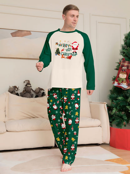 Santa Claus Snowflake Alphabet Parent-Child Printed Christmas Pajamas