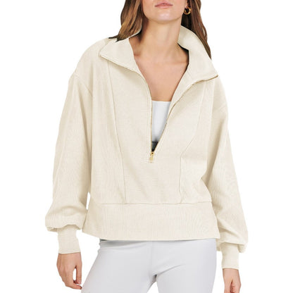 Women's Quarter Zip Collared Sweatshirt Long Sleeve
