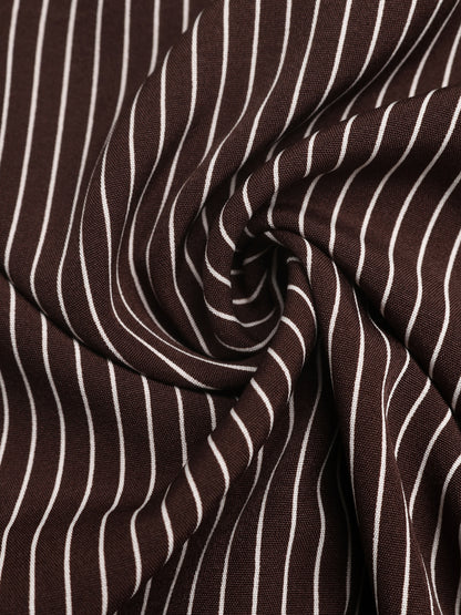 Striped Shirt Jumpsuit Button Front Cropped Pants