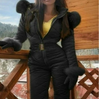 Women's One Piece Ski Suit Waterproof Hooded Snowsuit