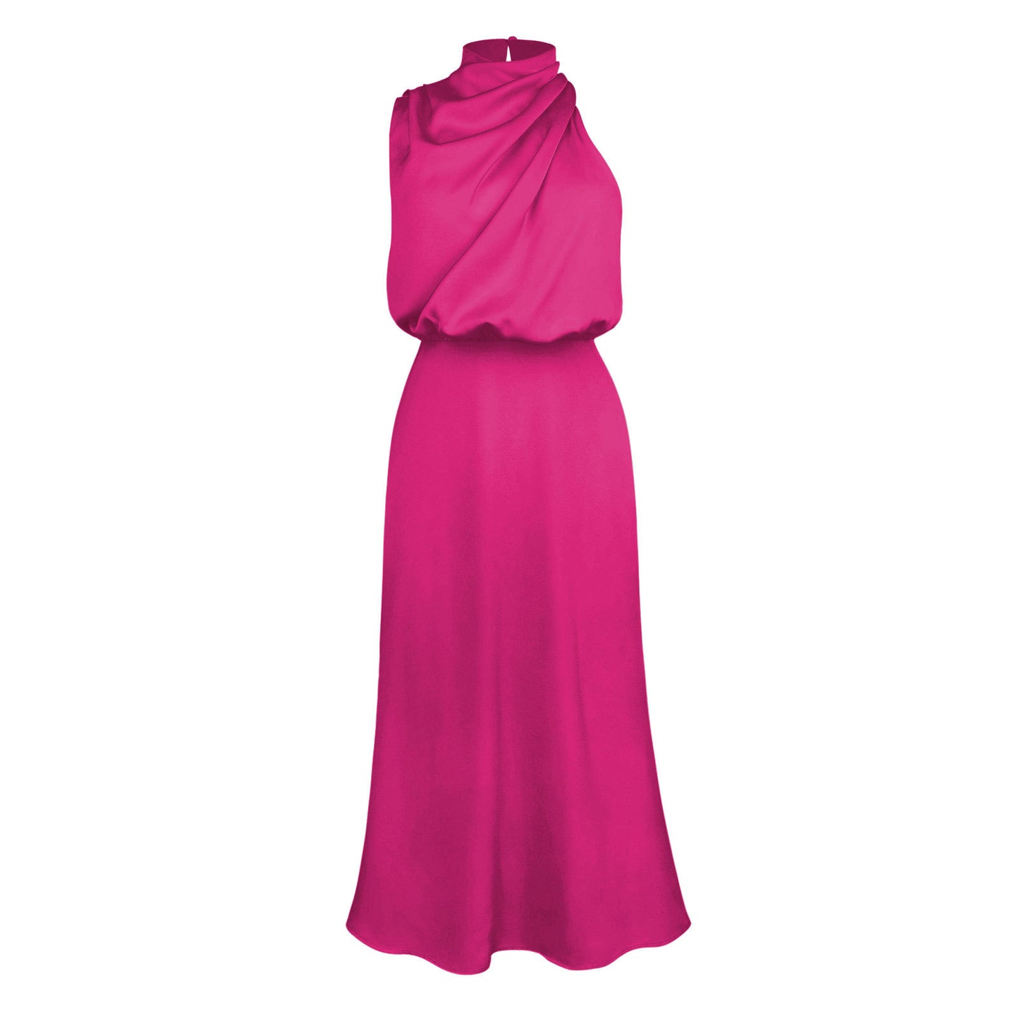 Satin Sleeveless Dress, Elegant Celebrity Evening Dress