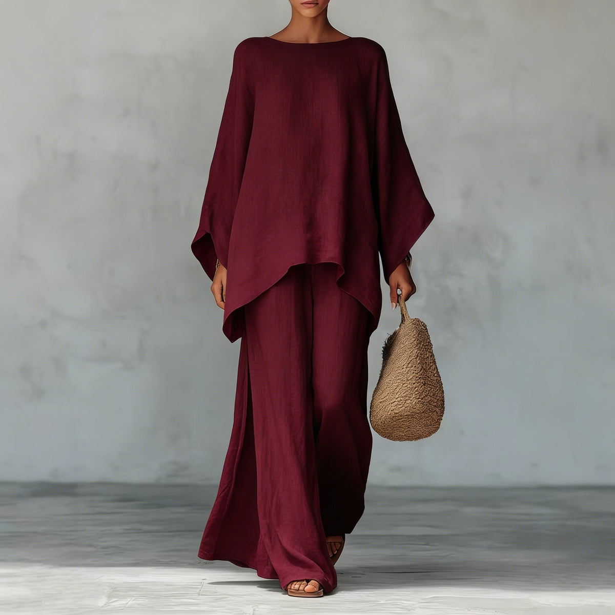 Women's Linen Wide Leg Pants Matching Set